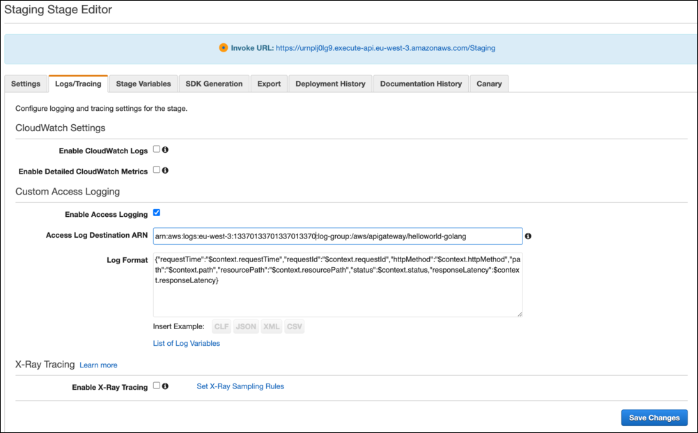 Configuration via la console AWS