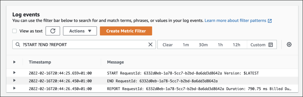 Cloudwatch Logs avec le request ID