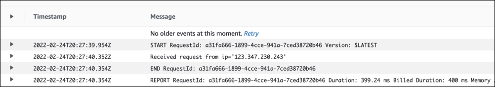 Log non structuré dans Cloudwatch